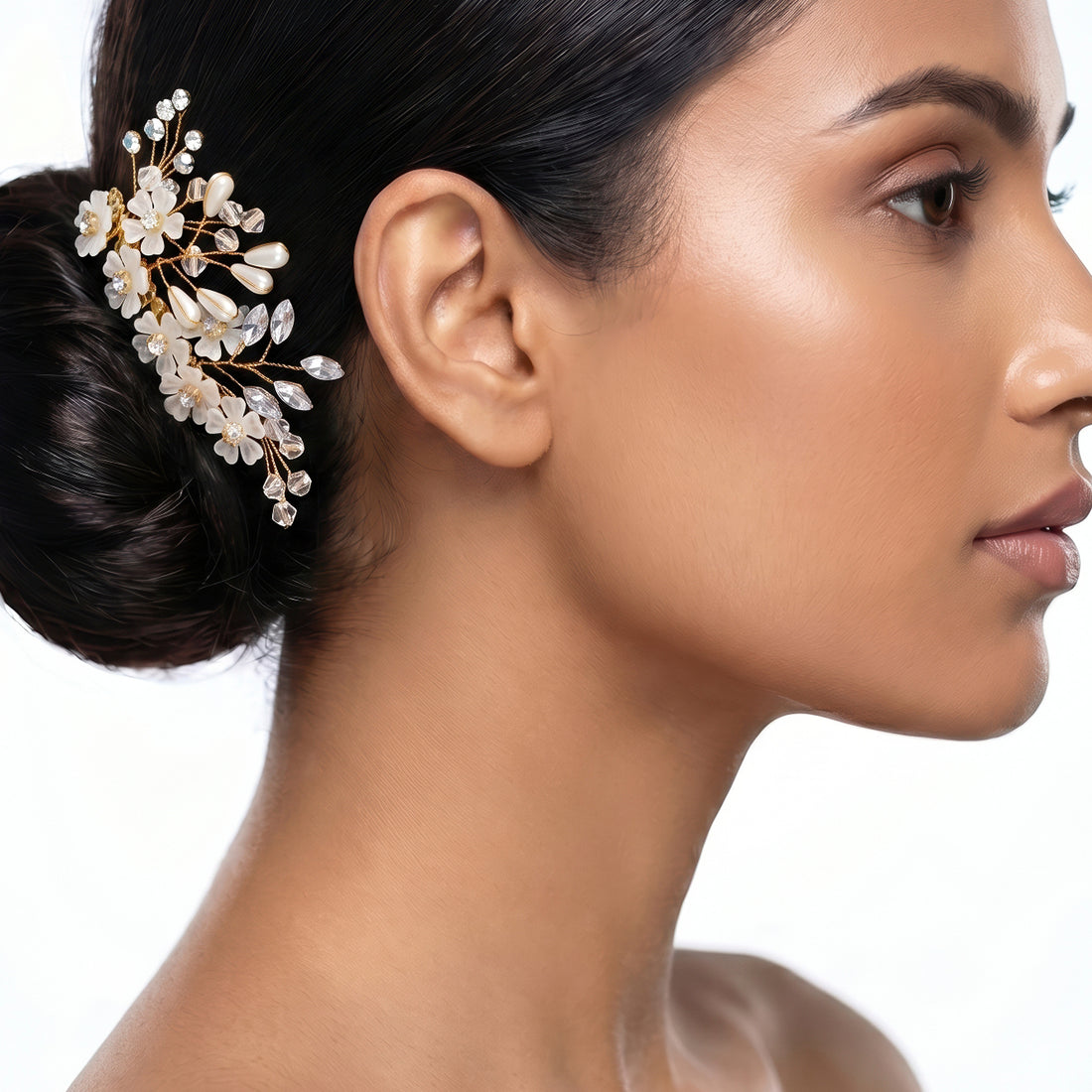 PRAO Hair Comb Anti-Tarnish Floral Crystal