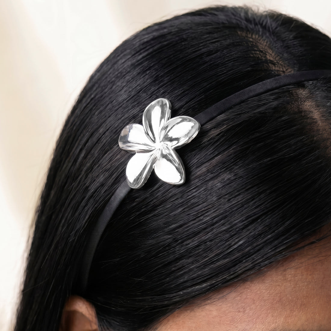 PRAO Hairband Anti-Tarnish Plumeria Cord Black Base