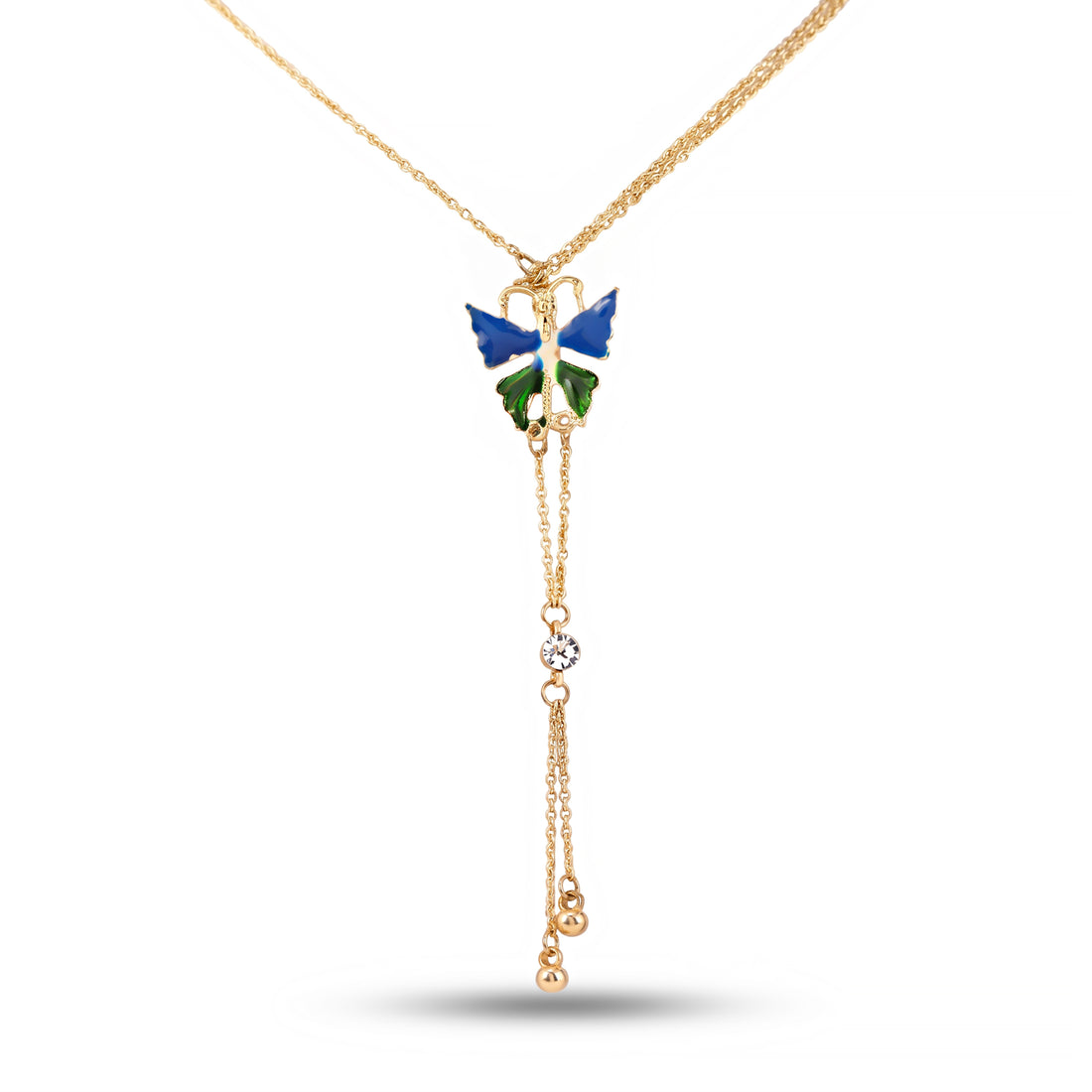 PRAO Necklace Anti-Tarnish Enamel Butterfly Lariat