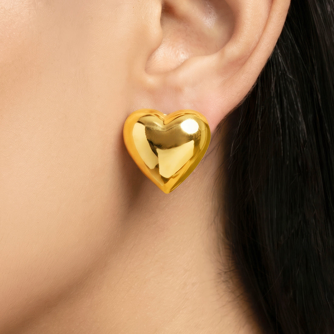 PRAO Earrings Anti-Tarnish Heart Studs