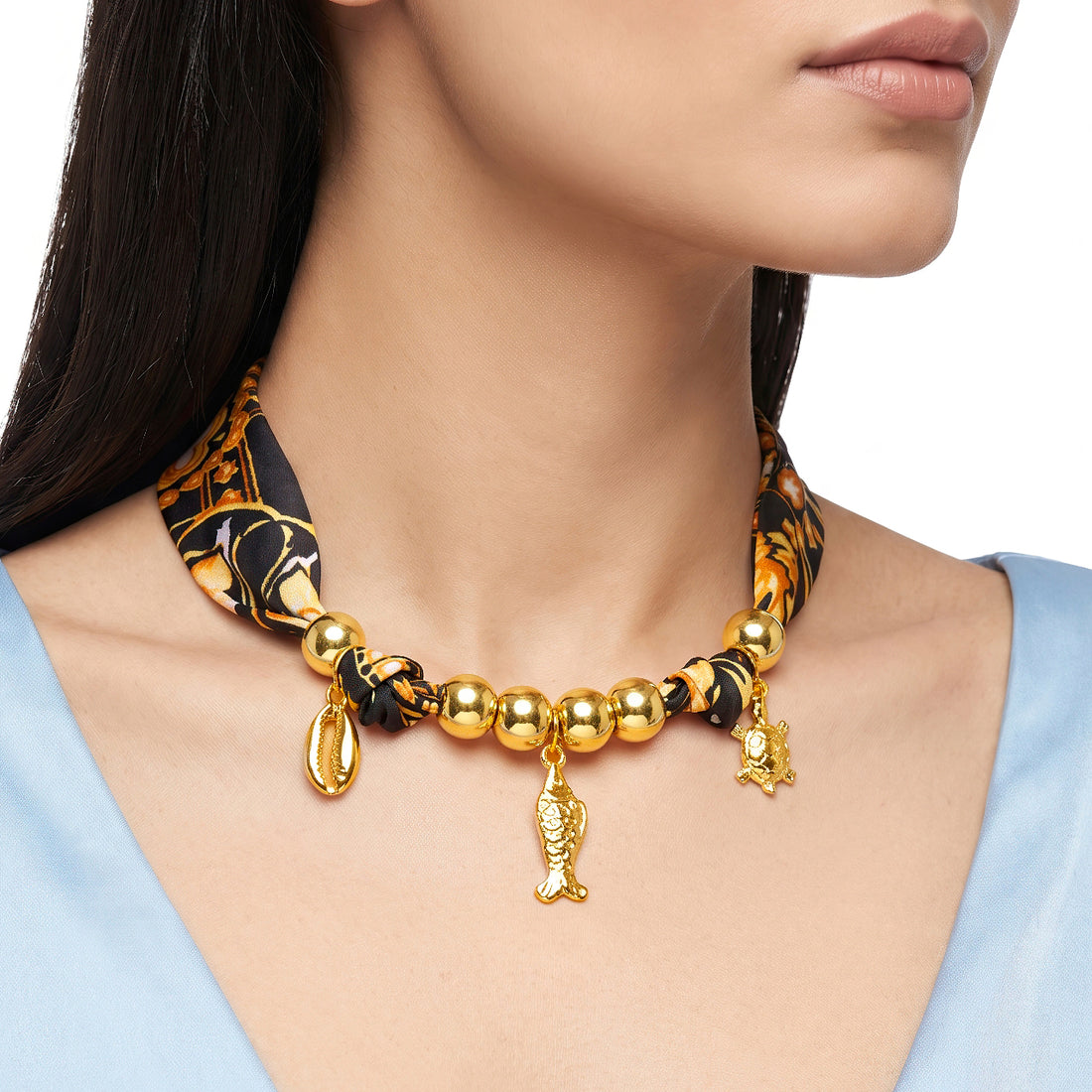 PRAO Scarf Necklace cum Bracelet With Sea Charms