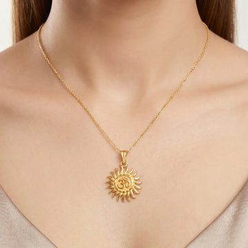 PRAO Necklace Anti-Tarnish Sunburst OM Pendant