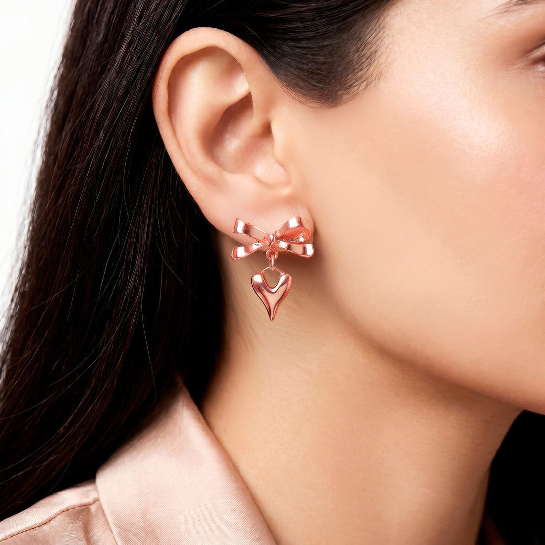 PRAO Earrings Anti-Tarnish Bow Tie Heart Studs
