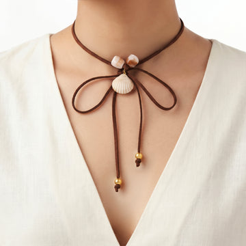 PRAO Necklace Anti-Tarnish Shell Suede Choker