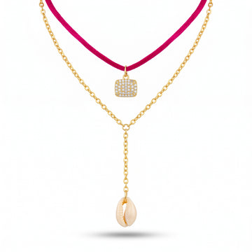 PRAO Necklace Anti-Tarnish Cowrie Shell Layered Chain