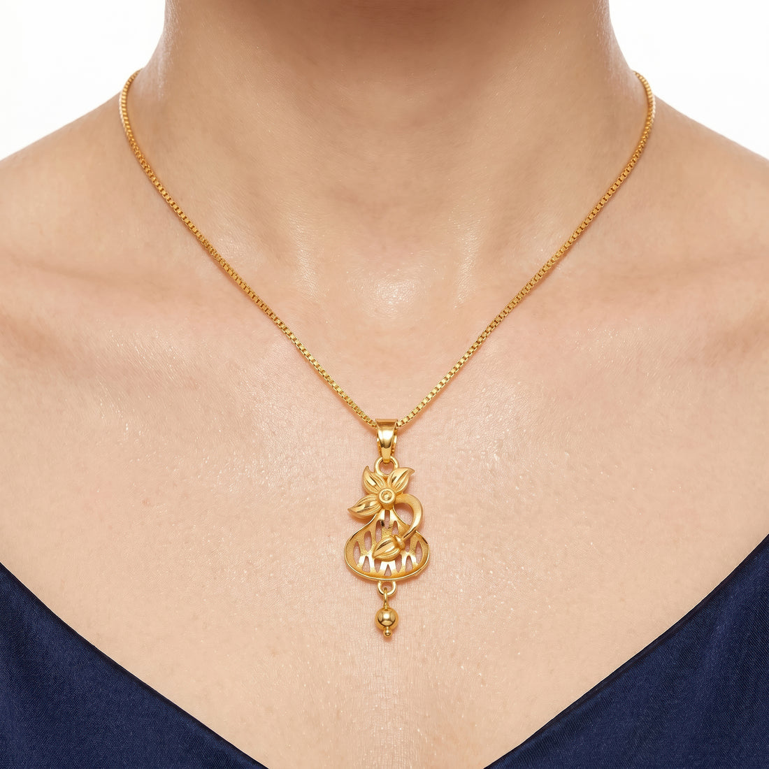 PRAO Necklace Anti-Tarnish Floral Teardrop Set With Earrings