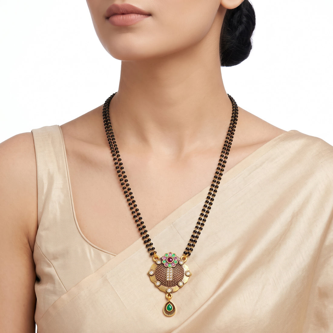 PRAO Necklace Anti-Tarnish Enamel Flower Mangalsutra