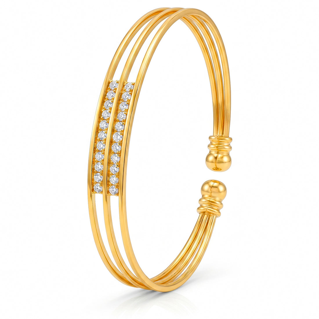 PRAO Bracelet Anti-Tarnish Triple Line Bangle (Adjustable Size)
