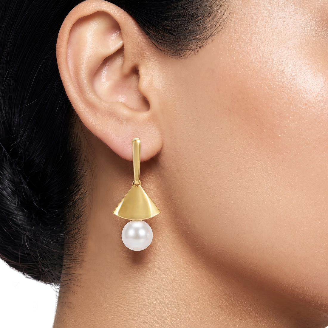 PRAO Earrings Anti-Tarnish Pearl Triangle Dangles