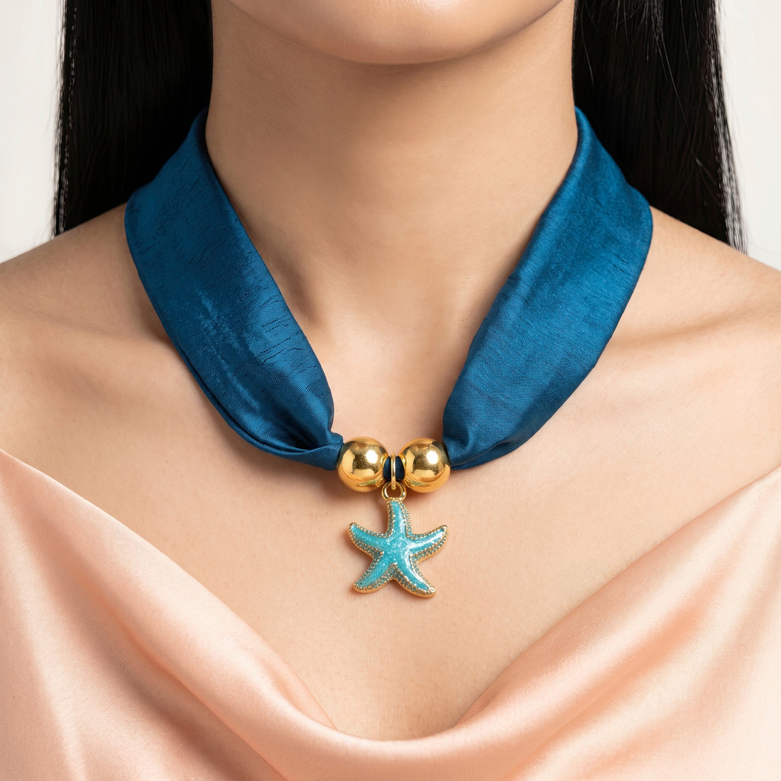 PRAO Necklace Anti-Tarnish Fabric Starfish Charms