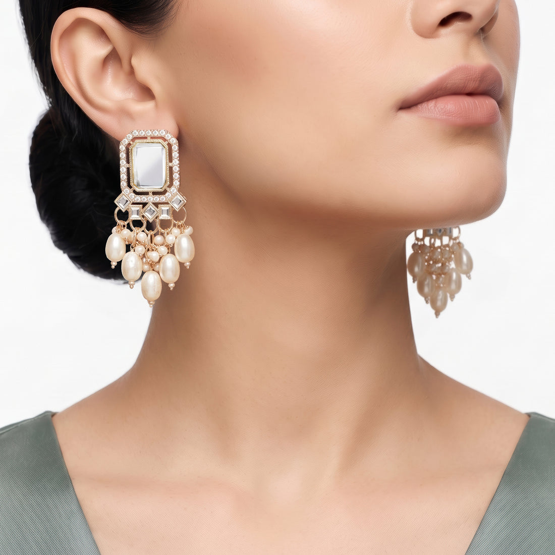 PRAO Earrings Anti-Tarnish Crystal Pearl Dangles