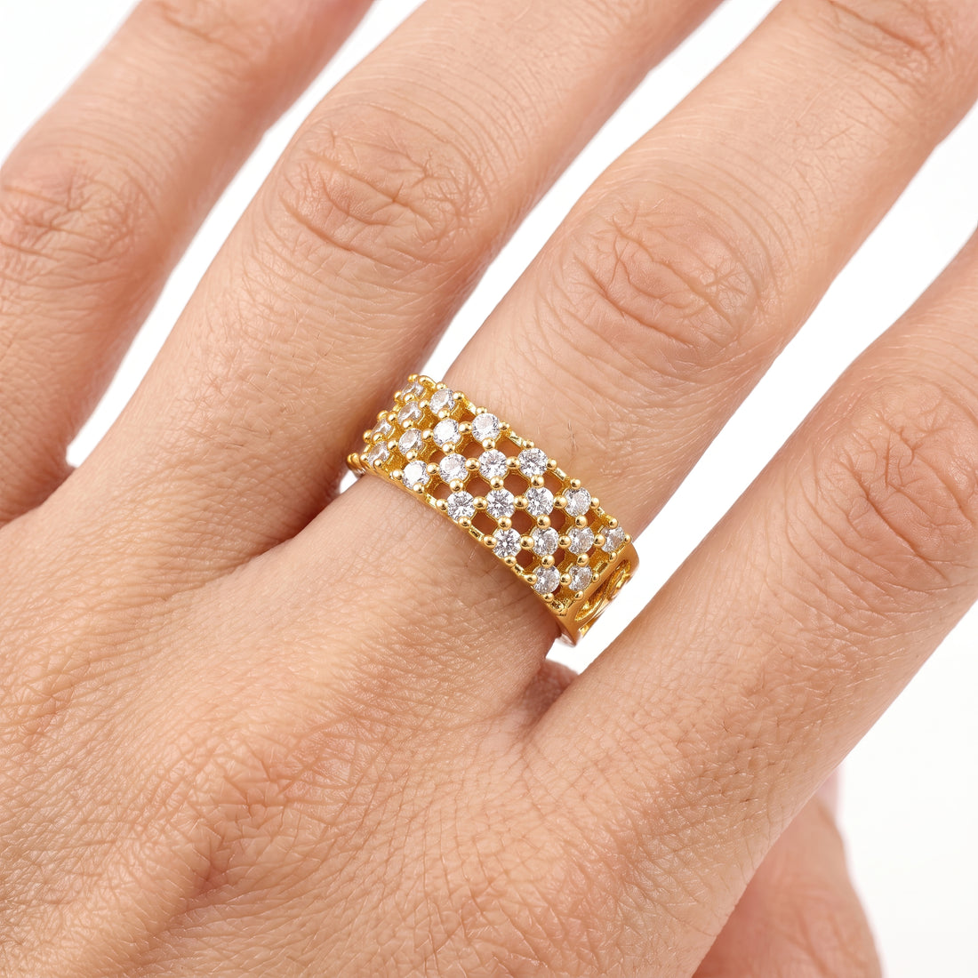 PRAO Ring Anti-Tarnish Heart Crystal Band (Adjustable Size)