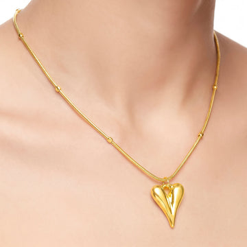 PRAO Necklace Anti-Tarnish Gold Plated Heart Pendant