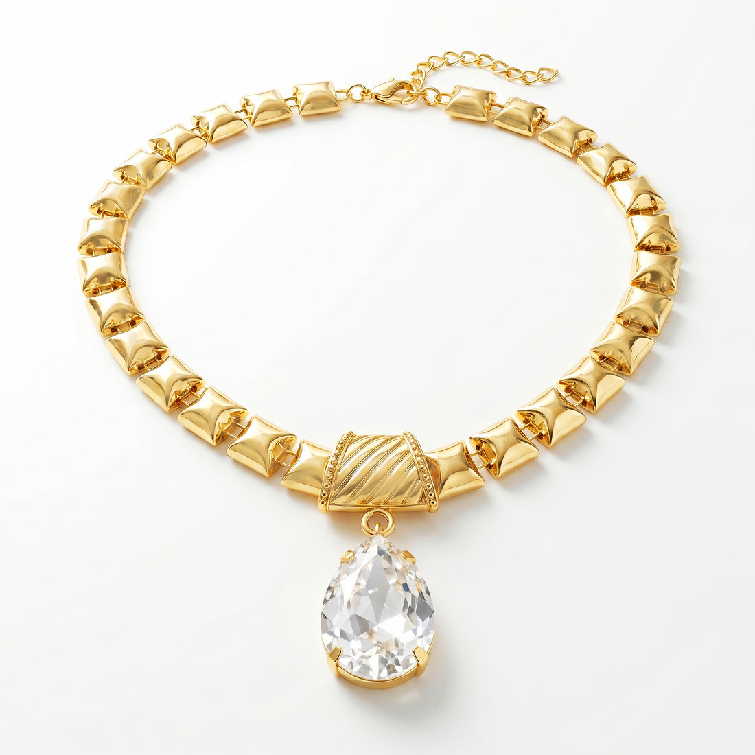 PRAO Necklace Anti-Tarnish Gold Plated Crystal Drop
