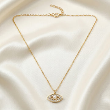 PRAO Necklace Anti-Tarnish Evil Eye Pendant With Pearl Center
