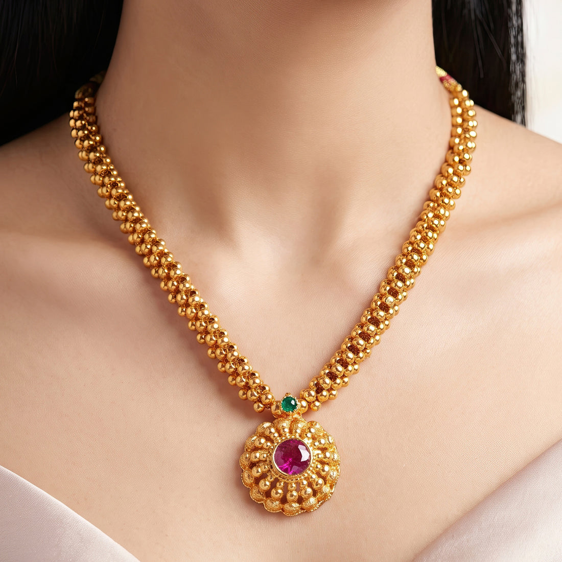 PRAO Necklace Anti-Tarnish Floral Pendant Chain