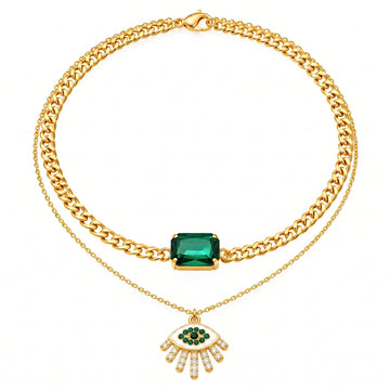 PRAO Necklace Anti-Tarnish Gold Plated Layered Set