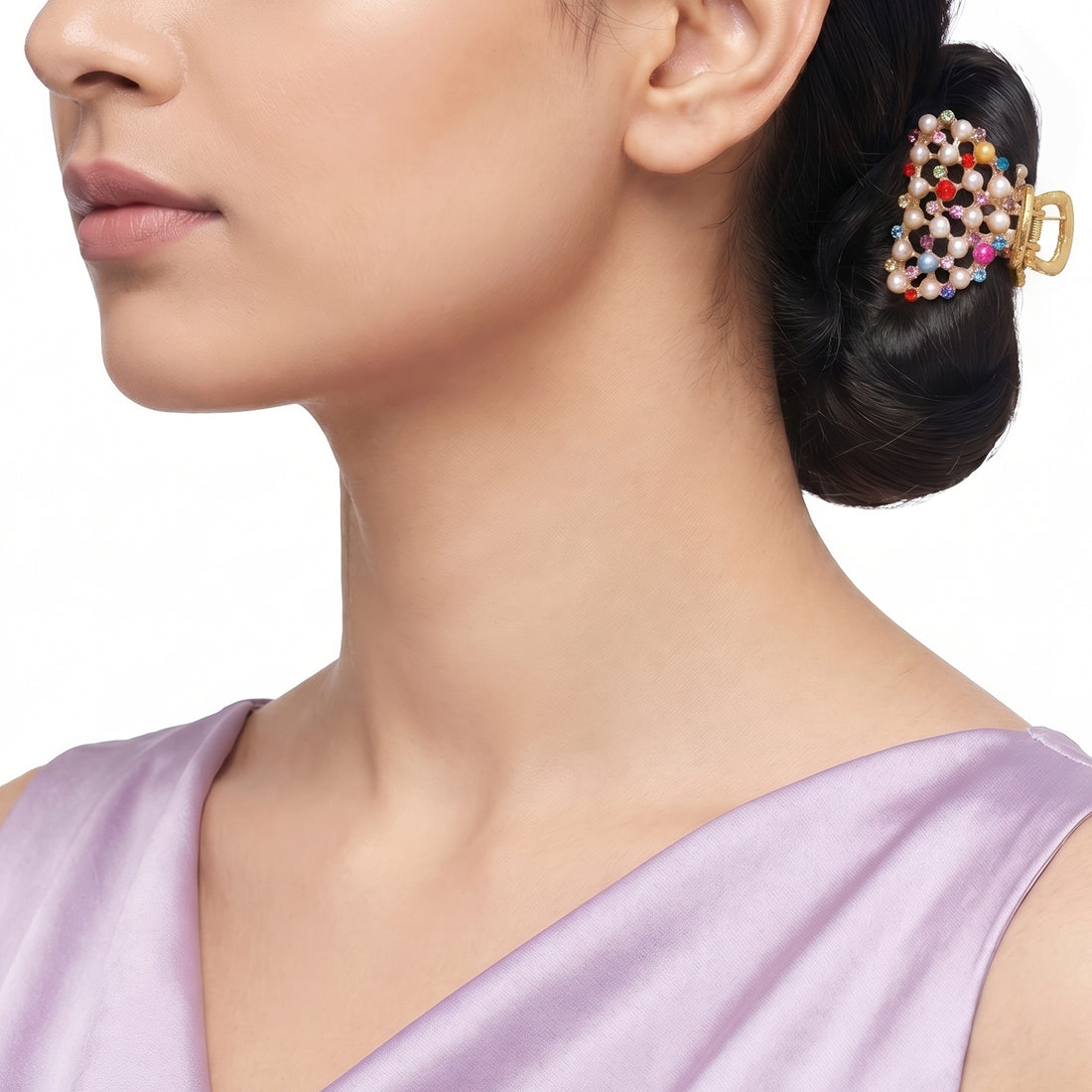 PRAO Hair Clutcher Rhinestone Pearl