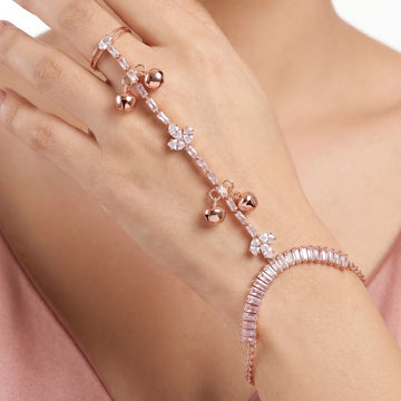 PRAO Bracelet Anti-Tarnish Bell Chain Crystal Hand Harness (Adjustable Size)