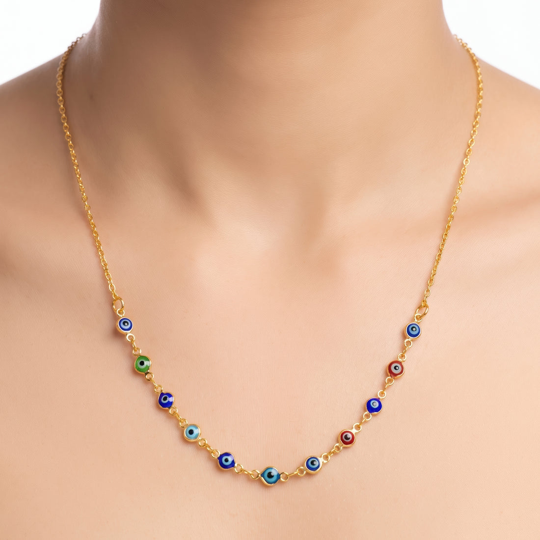 PRAO Necklace Anti-Tarnish Multi Evil Eye Chain
