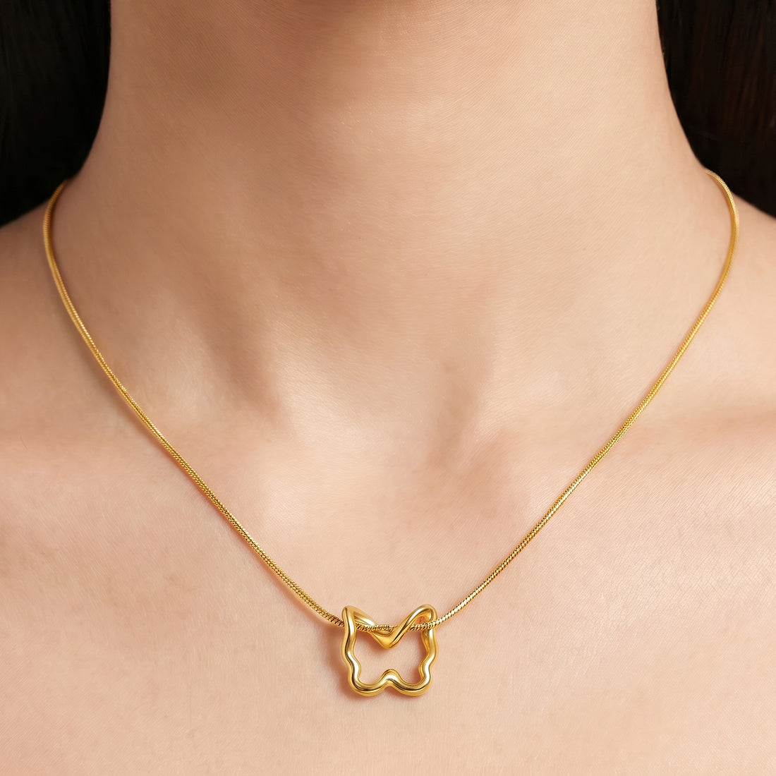 PRAO Necklace Anti-Tarnish Minimalist Butterfly Snake Chain