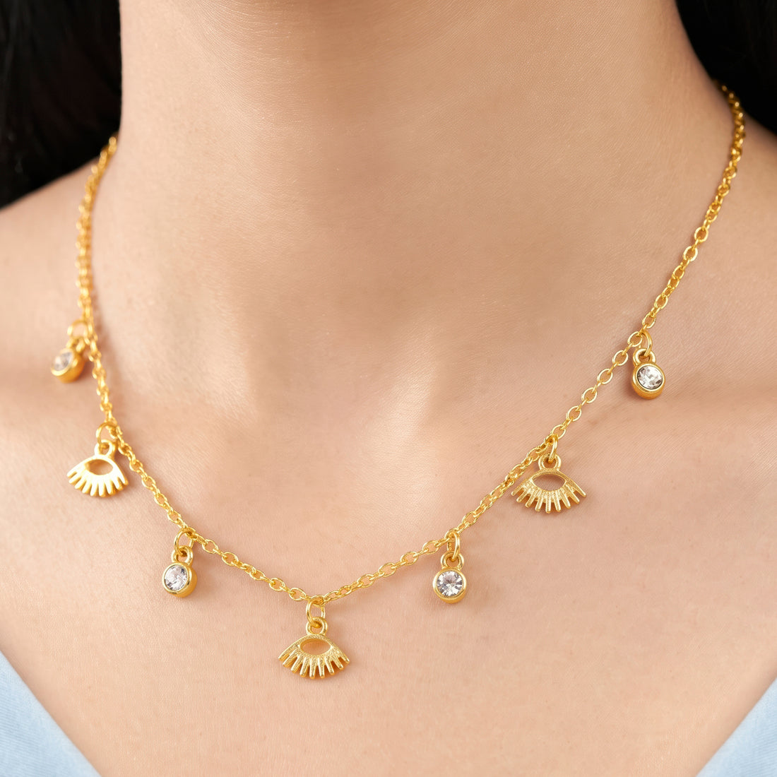 PRAO Necklace Anti-Tarnish Evil Eye Charm Chain