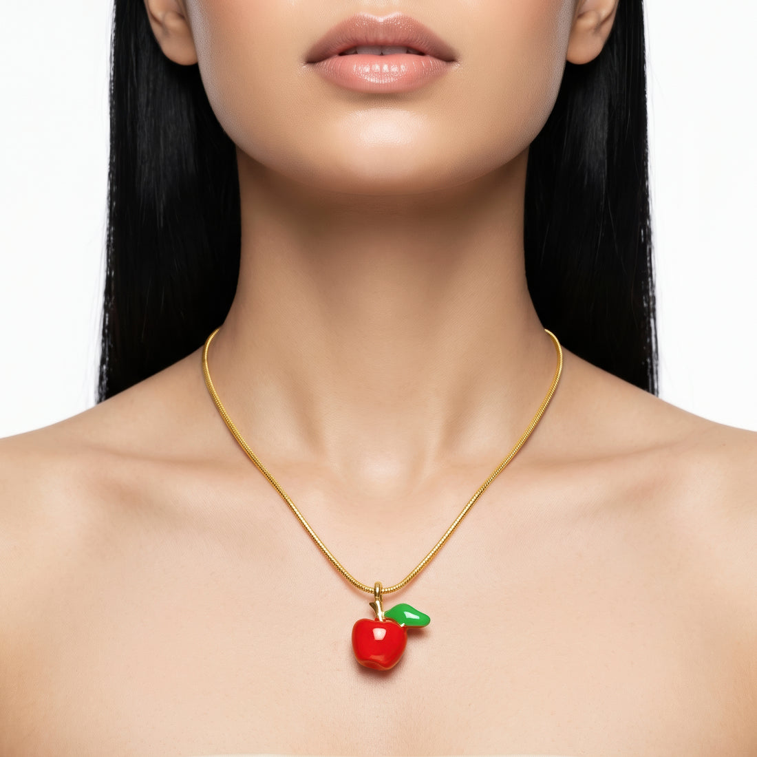 PRAO Necklace Anti-Tarnish Red Apple Pendant