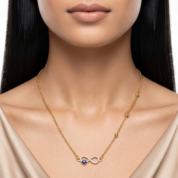 PRAO Necklace Anti-Tarnish Golden Chain With Evil Eye Pendant