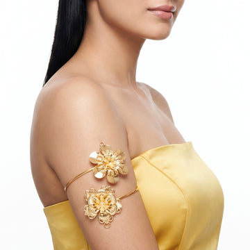 PRAO Arm Cuff Anti-Tarnish Floral Wire Cuff (Adjustable Size)