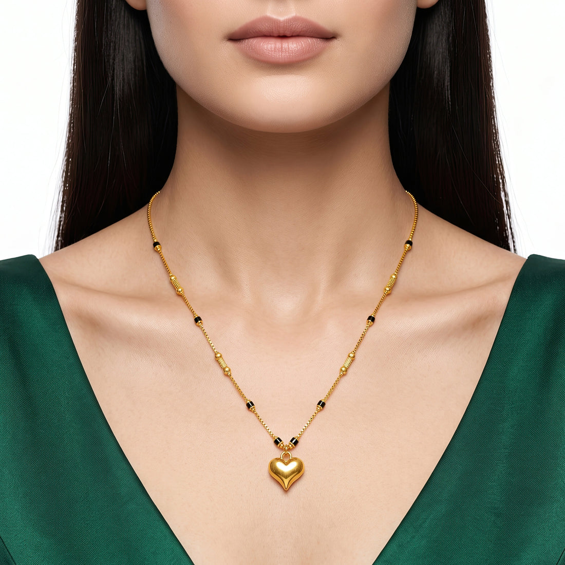 PRAO Necklace Anti-Tarnish Heart Pendant Mangalsutra