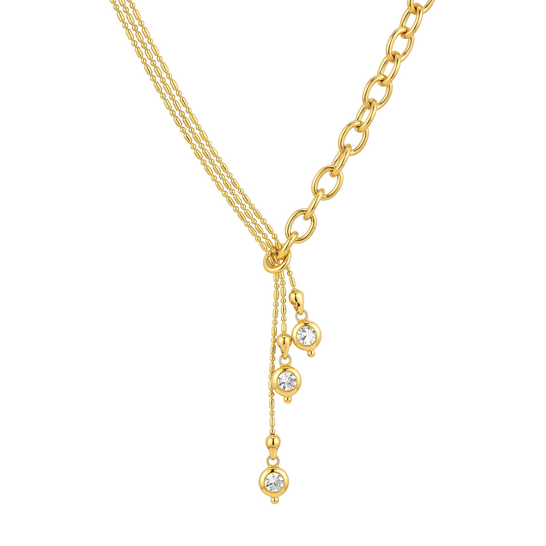 PRAO Necklace Anti-Tarnish Gold Plated Designer Crystal Set