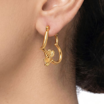 PRAO Earrings Anti-Tarnish Heart To Dragonfly Hoops