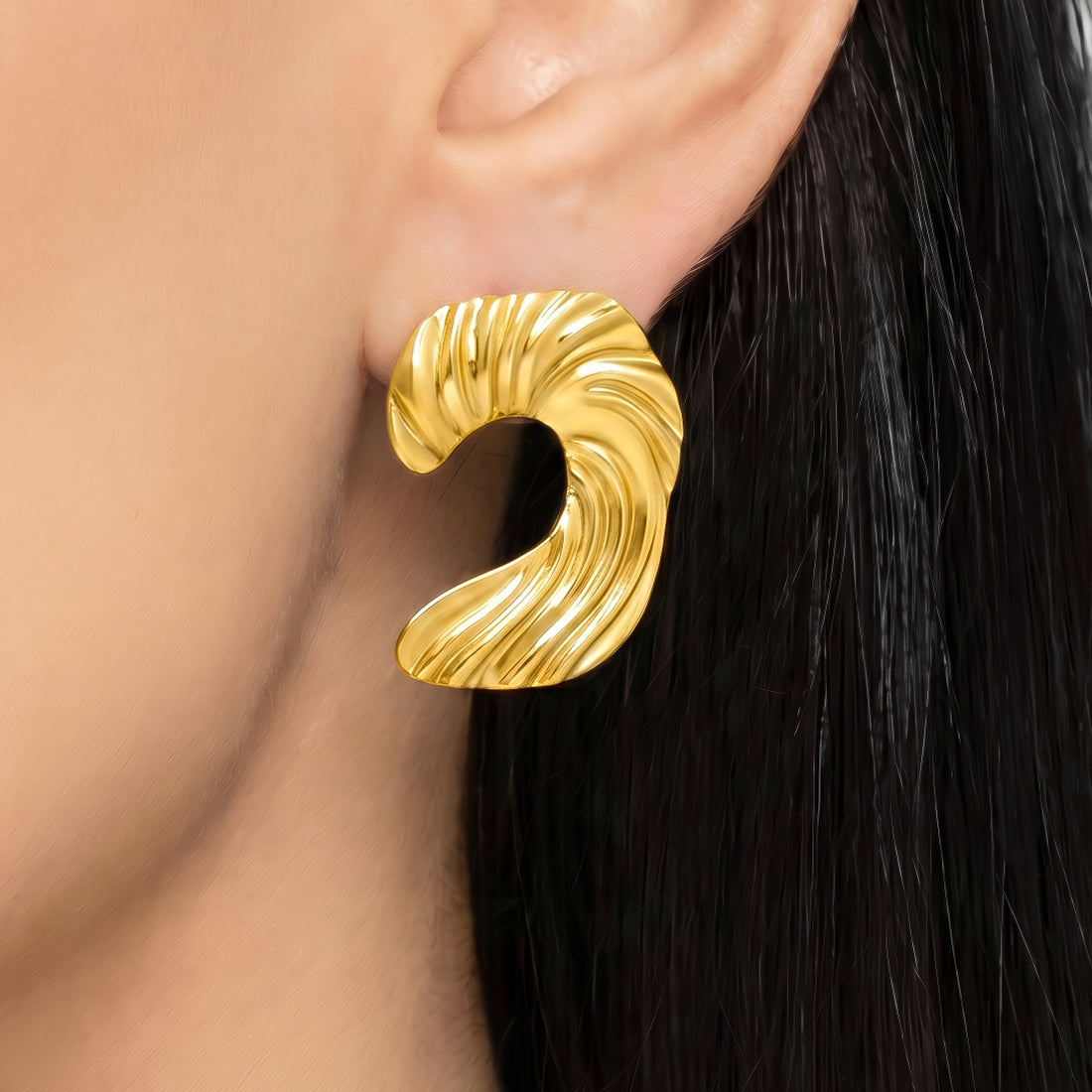 PRAO Earrings Anti-Tarnish Wave-Inspired