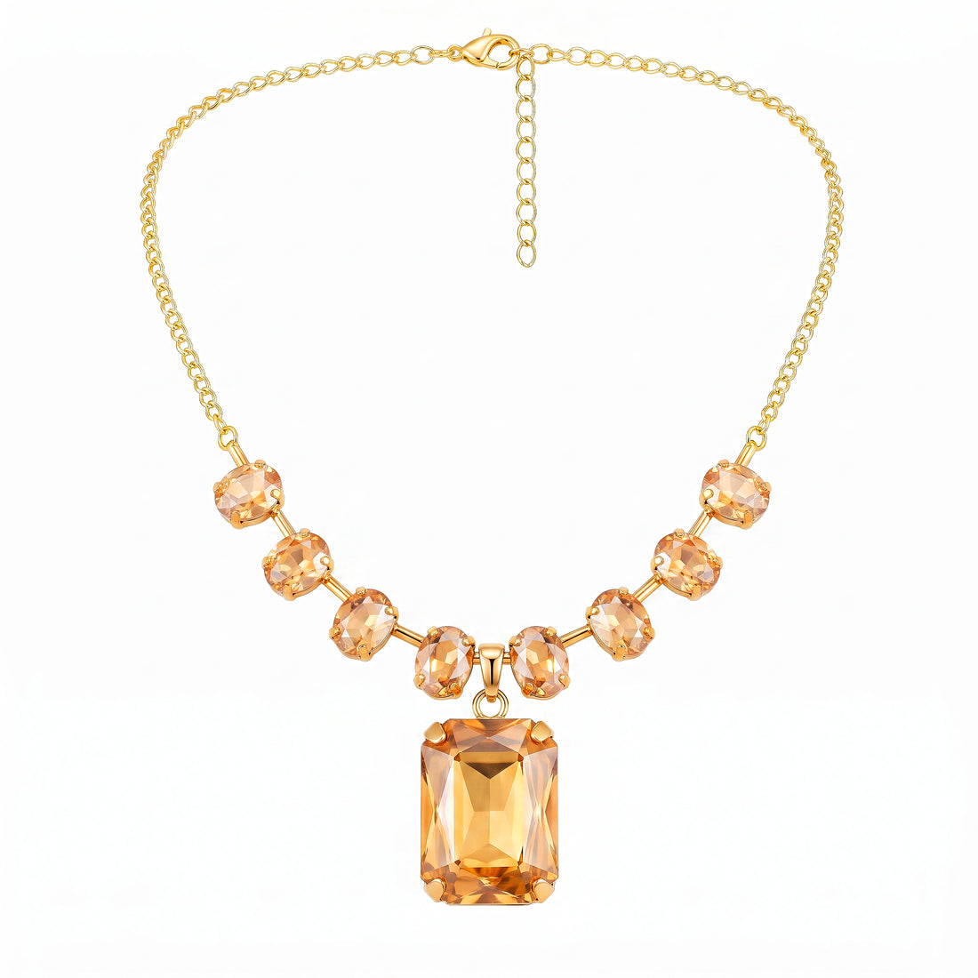 PRAO Necklace Anti-Tarnish Champagne Crystals Set
