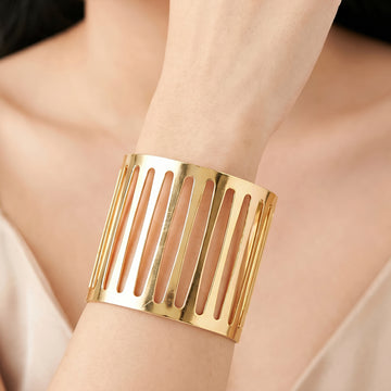 PRAO Bracelet Anti-Tarnish Cage Design Cuff (Adjustable Size)