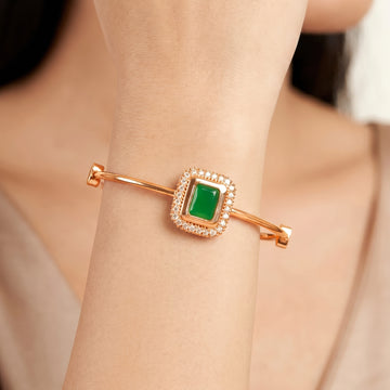 PRAO Bracelet Anti-Tarnish Emerald Crystal Halo (Adjustable Size)