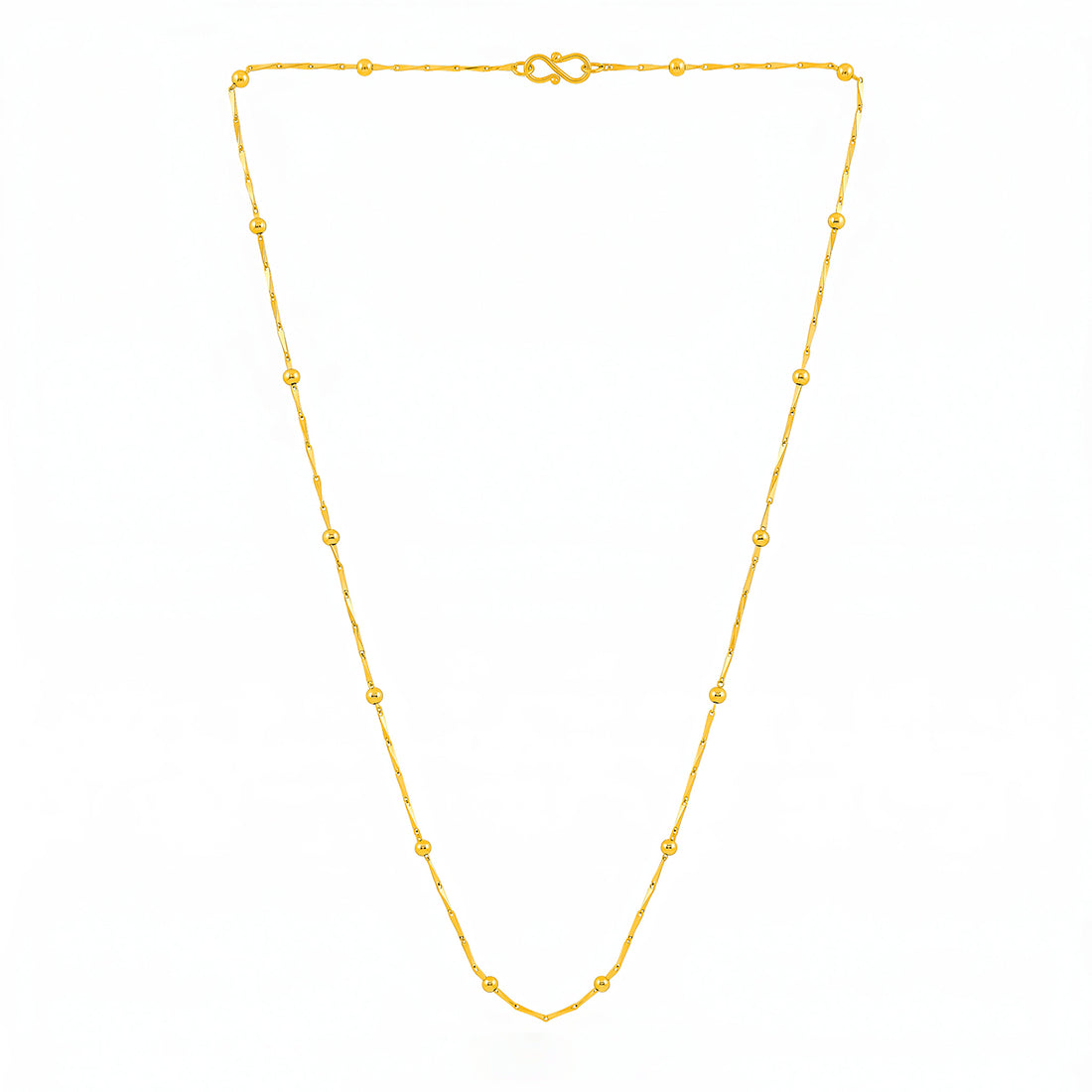 PRAO Necklace Anti-Tarnish Gold Plated Spacer Beaded Chain