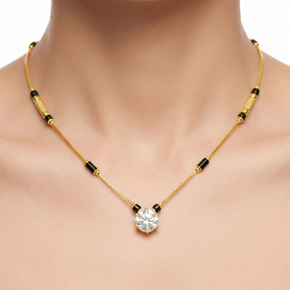 PRAO Necklace Anti-Tarnish Single Solitaire Crystal Pendant Mangalsutra