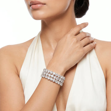 PRAO Bracelet Anti-Tarnish Triple Layered Spiral With Clear Crystals (Adjustable Size)