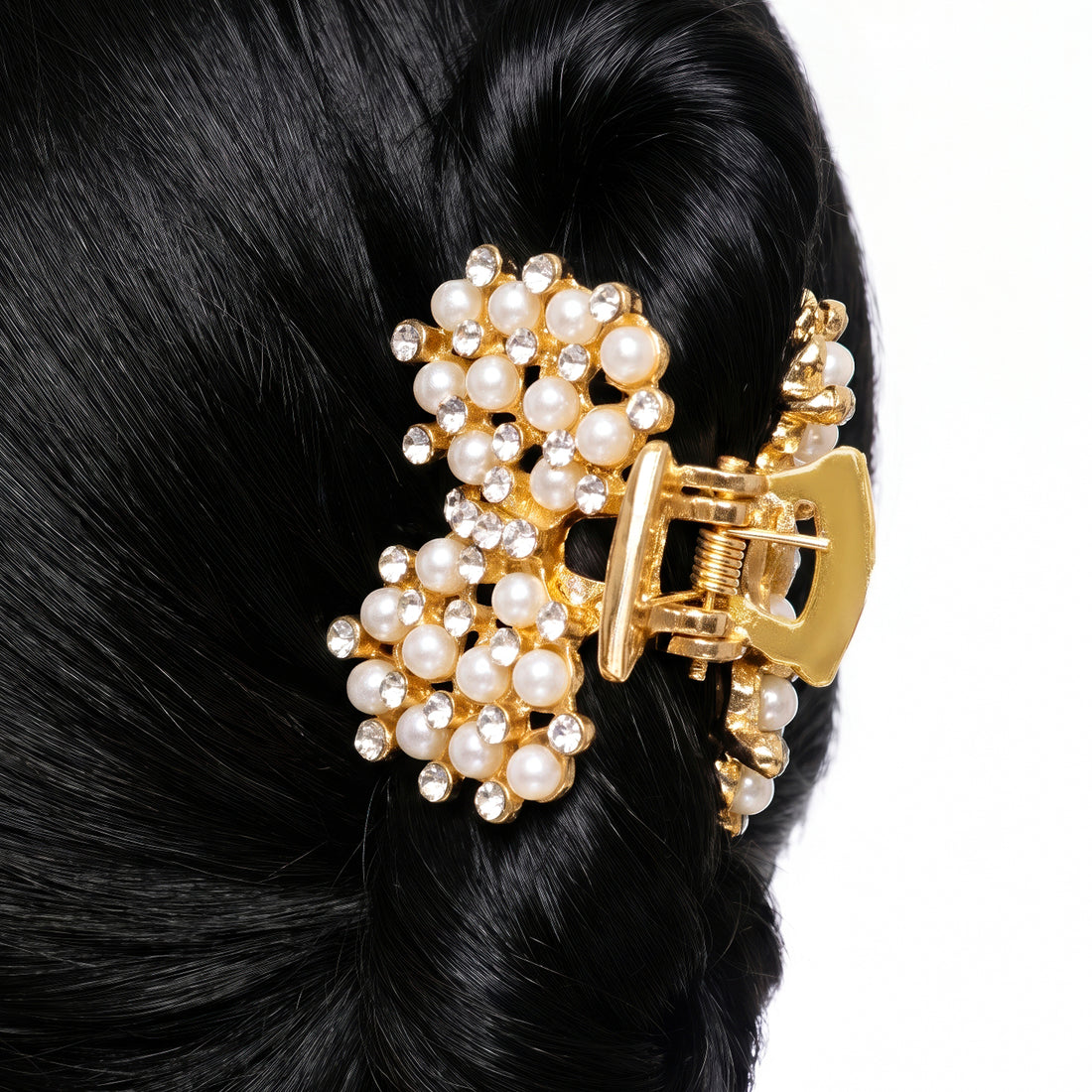PRAO Hair Claw Clip Anti-Tarnish Pearl & Rhinestone