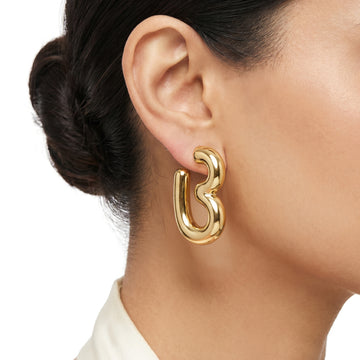 PRAO Earrings Anti-Tarnish CCB Wavy Hoops