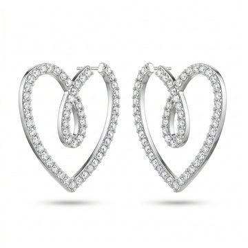 PRAO Earrings Anti-Tarnish Crystal Heart Loop Statement