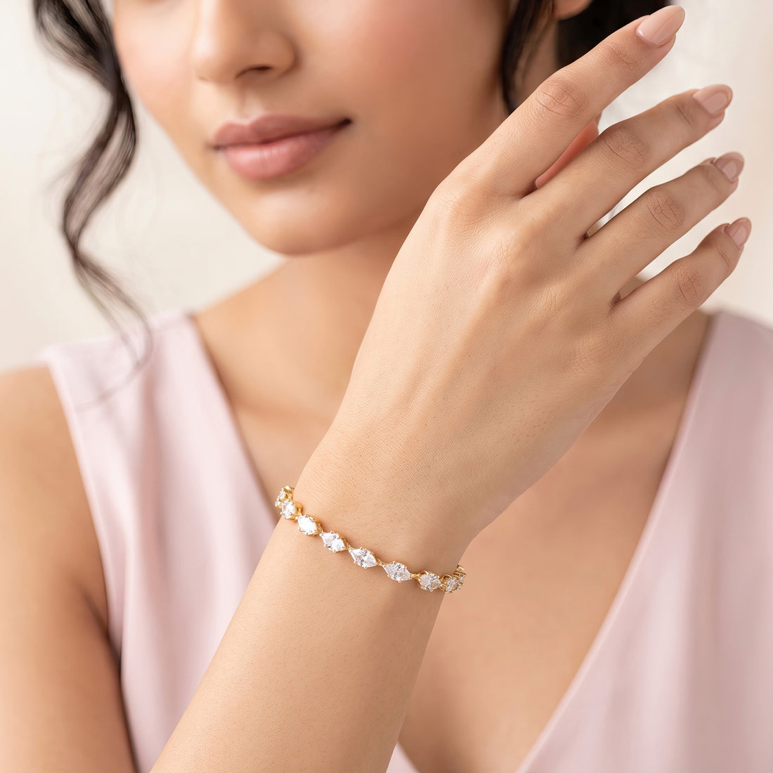 PRAO Bracelet Anti-Tarnish Big Marquise Crystal (Adjustable Size)