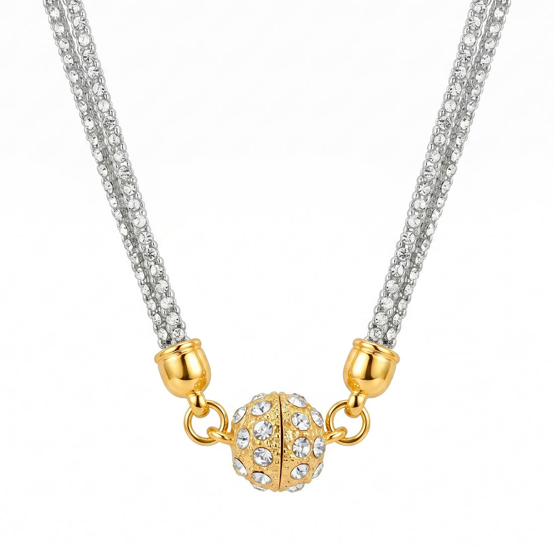 PRAO Necklace Anti-Tarnish Crystal-Encrusted Rope Chain With Crystal Ball Clasp