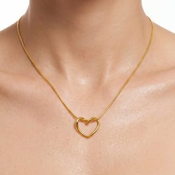 PRAO Necklace Anti-Tarnish Open Heart Snake Chain