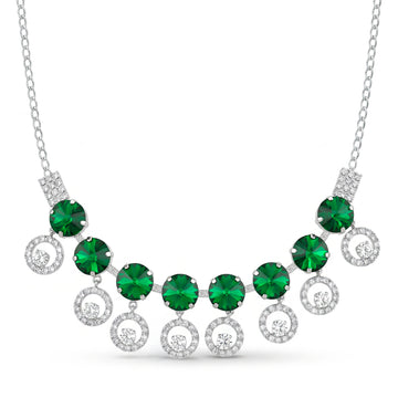 PRAO Necklace Anti-Tarnish Emerald Crystal Chain