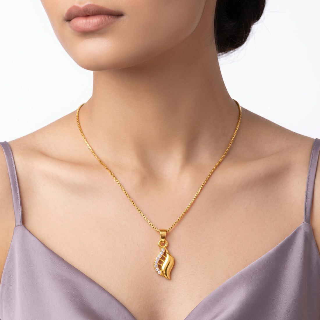 PRAO Necklace Anti-Tarnish Leaf Crystal Chain