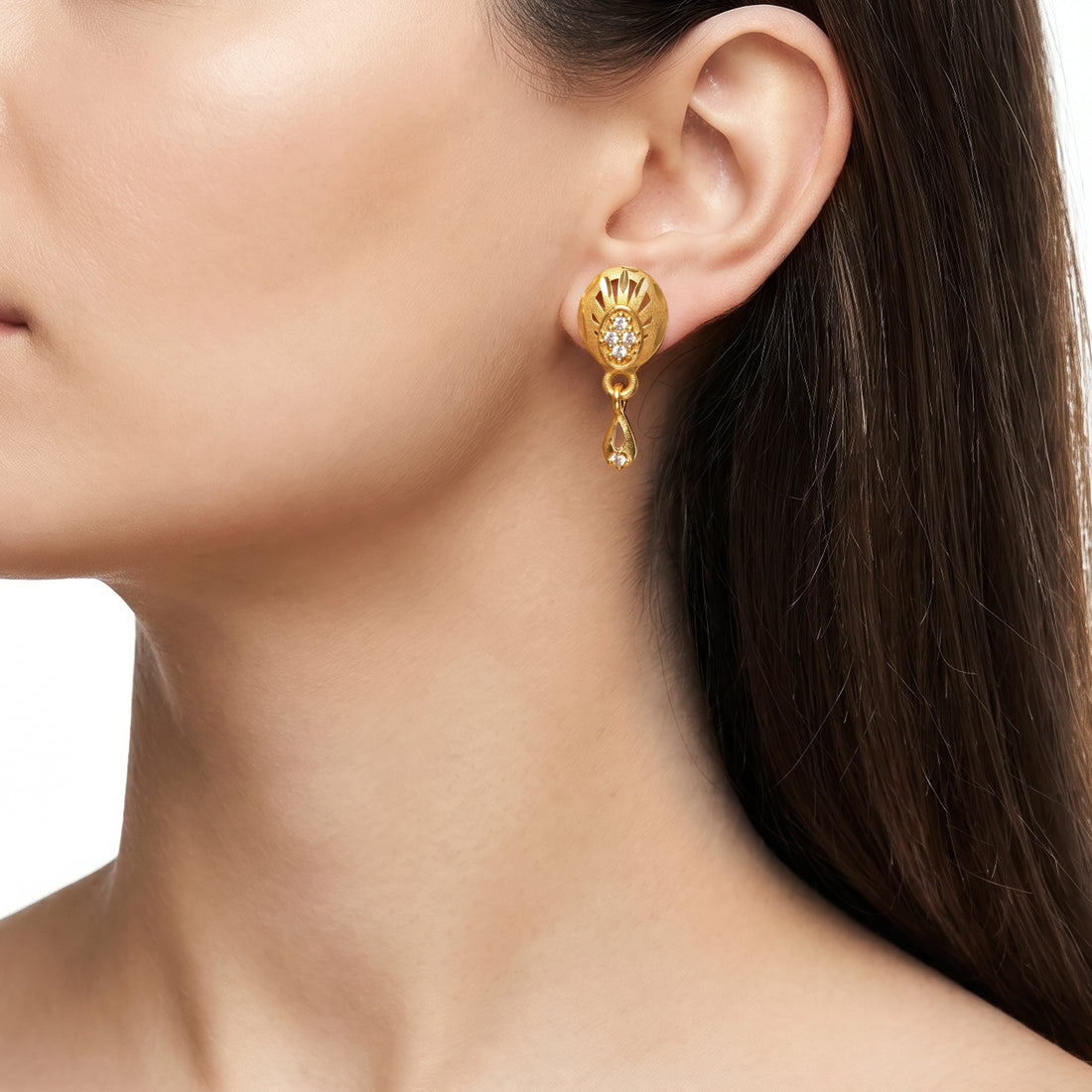 PRAO Earrings Anti-Tarnish Teardrop With Stones And Filigree Details