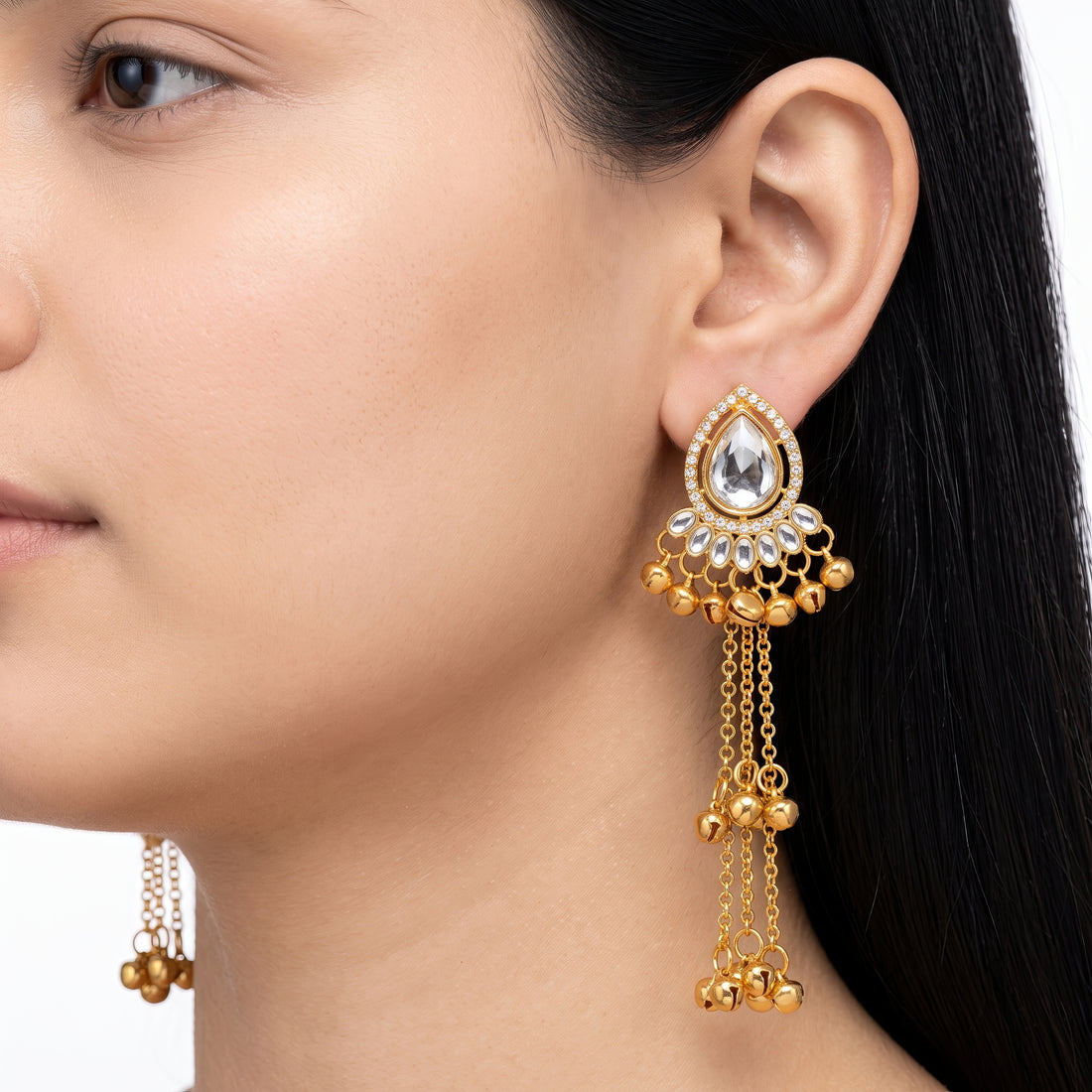 PRAO Earrings Anti-Tarnish Kashmiri Kundan Dangles