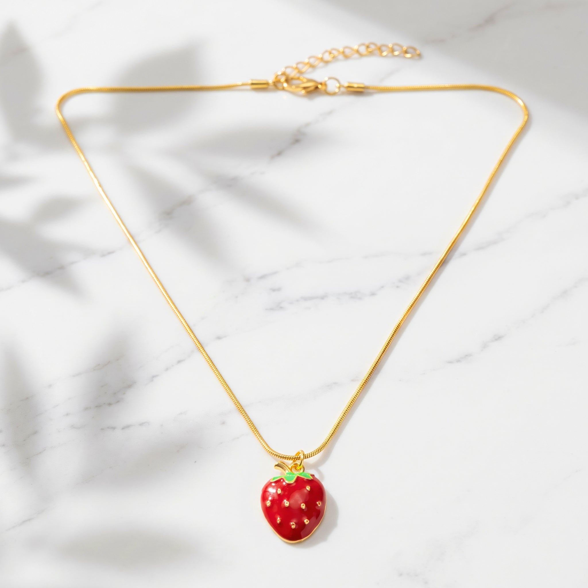 PRAO Necklace Anti-Tarnish Strawberry Pendant On Snake Chain